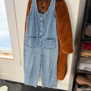 Blue Denim Jumpsuit with Button Front
